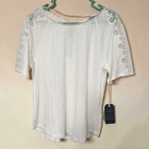 NWT Democracy Ivory Lace Sleeve Women's Top, L
